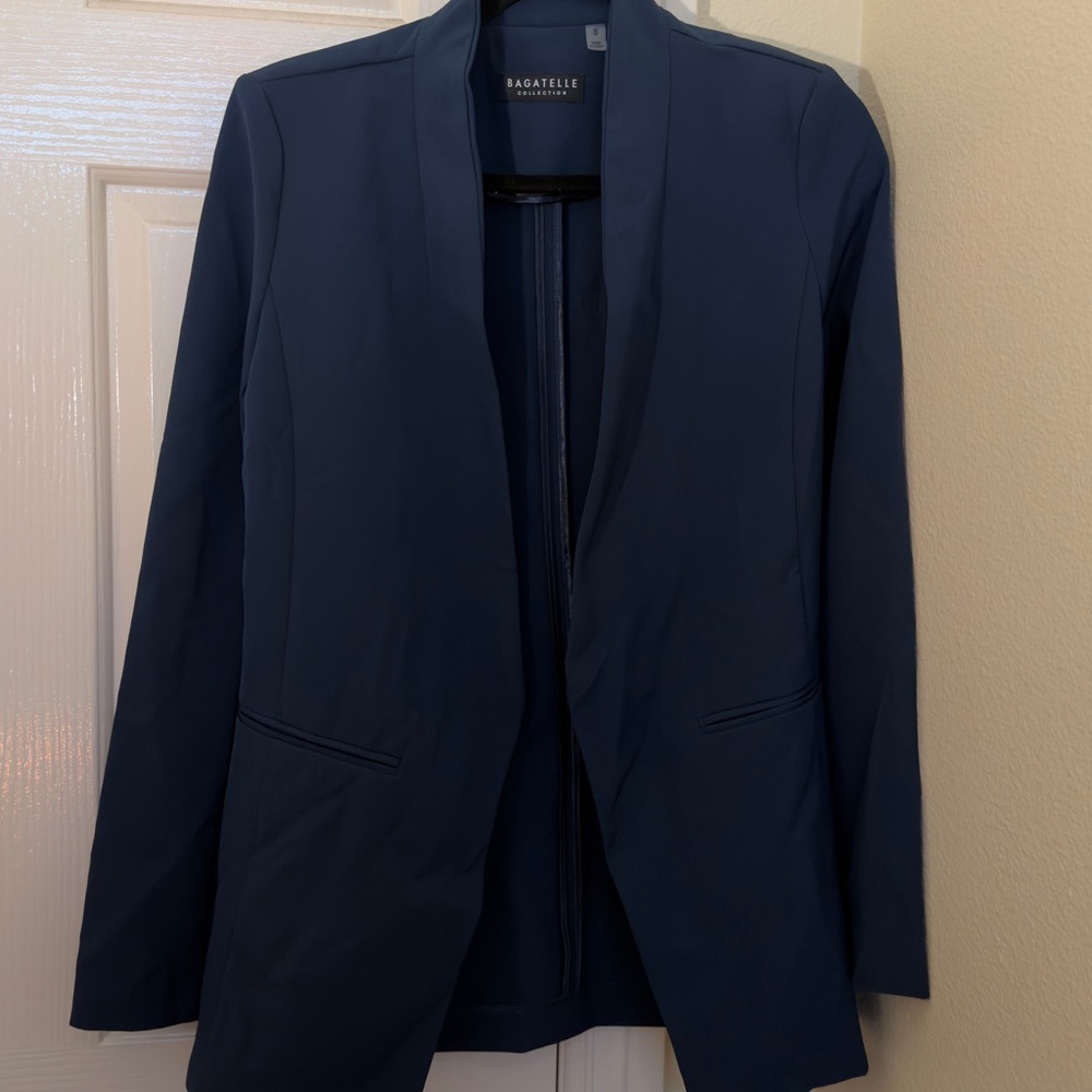 bagatelle Women's Dark Navy Open-Front Blazer